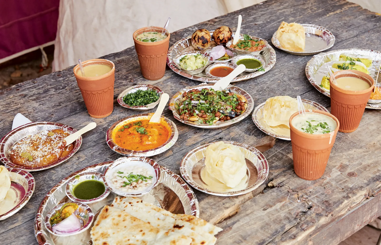 Stock photograph of a generous Indian food spread