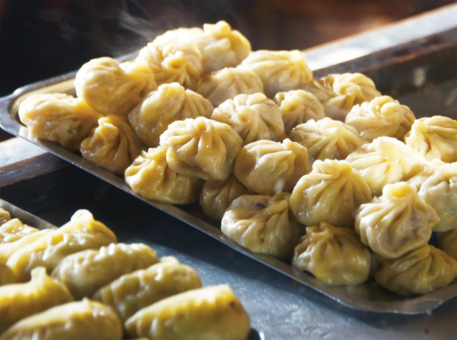 Stock photograph of freshly steamed momo